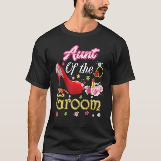 tante van de bruine vrolijke bruiloft roze grauw M T-shirt (Voorkant)