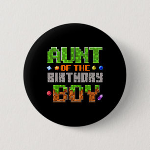 Tante van de jarige partij videogamer pixel N Ronde Button 5,7 Cm