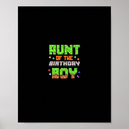 Tante van de jarige Pixel Gaming Videogame F Poster (Voorkant)