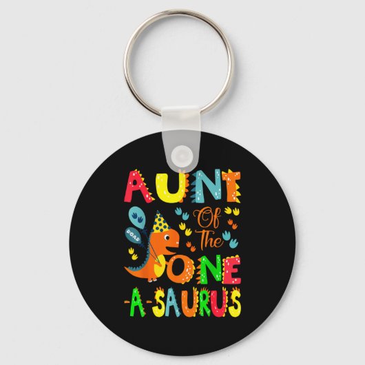 Tante van de One-a-saurus 1e verjaardag jongen din Sleutelhanger (Voorkant)