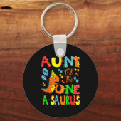 Tante van de One-a-saurus 1e verjaardag jongen din Sleutelhanger (Voorkant)