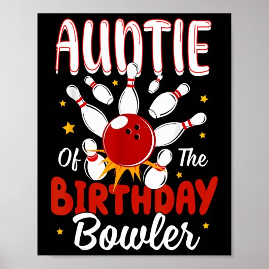 Tante van de verjaardag Bowler Kind Bowling Party Poster (Voorkant)