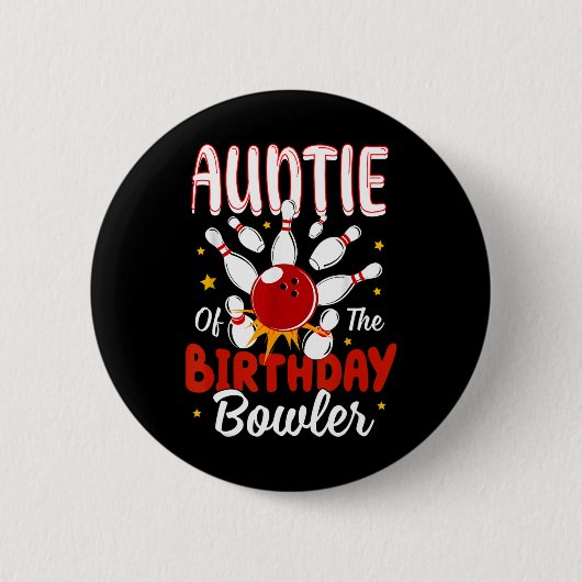 Tante van de verjaardag Bowler Kind Bowling Party Ronde Button 5,7 Cm (Voorkant)