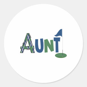 Tante van de verjaardag jongen gat in een golf spo ronde sticker