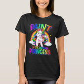 Tante van de verjaardag prinses flossen eenhoorn B T-shirt (Voorkant)