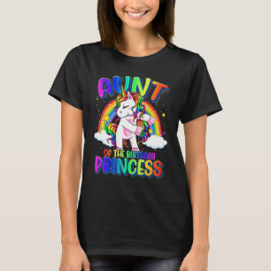 Tante van de verjaardag prinses flossen eenhoorn B T-shirt