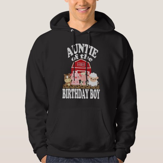 Tante van de Verjaardags Jongen Boerderij Dieren B Hoodie (Voorkant)