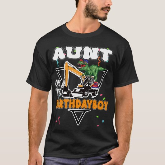 Tante van de verjaardagsjongen bouw bday party t-shirt (Voorkant)