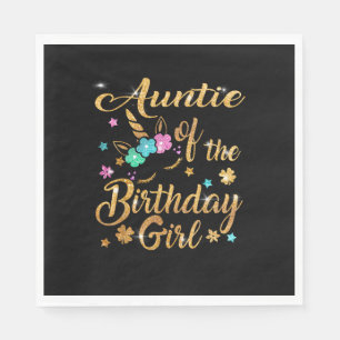 Tante van de verjaardagsmeisje eenhoorn T-shirt Servet