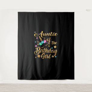 Tante van de Verjaardagsmeisje Eenhoorn T-Shirt Wandkleed