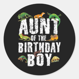 Tante van de verjaardagsreptielen Hagedis Thema Ronde Sticker