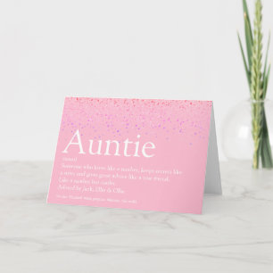 Tante van de Wereld Beste Tante Definitie Roze Gli Kaart