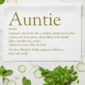 Tante van de Wereld Definitie Gouden Glitters Theedoek (Gevouwen)