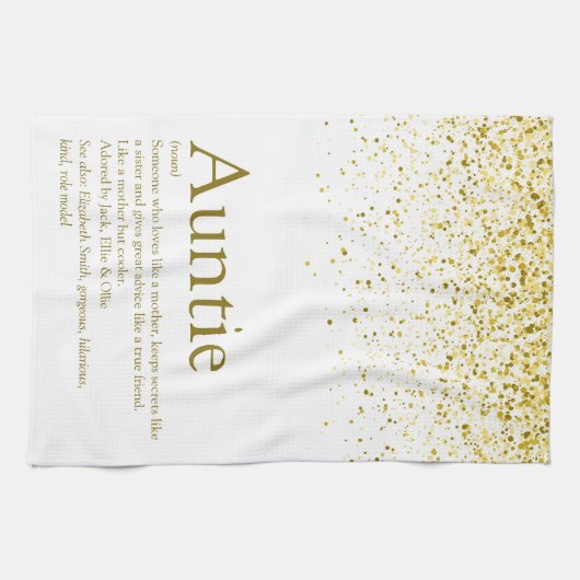 Tante van de Wereld Definitie Gouden Glitters Theedoek (Horizontaal)