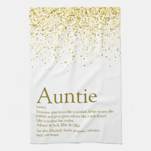 Tante van de Wereld Definitie Gouden Glitters Theedoek