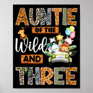 Tante van de wilde en drie 3de verjaardag jongen S Poster