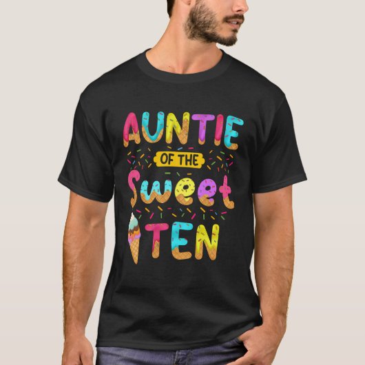 Tante van de zoete tien 10e verjaardag meisje ijsk t-shirt (Voorkant)