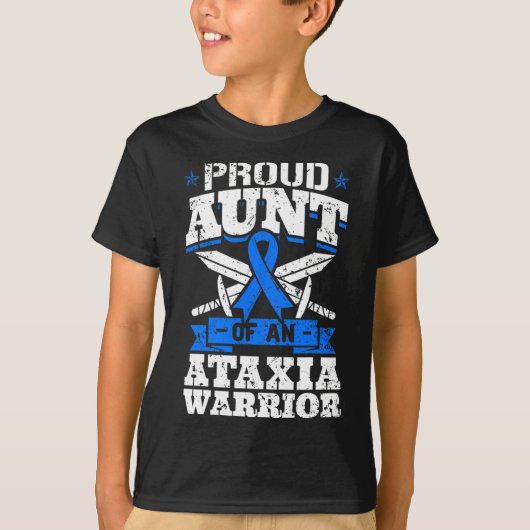 Tante van een ataxie Warrior Awareness Ribbon Dyst T-shirt (Voorkant)