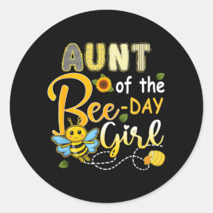Tante van het Bee-Day meisje Funny Bee verjaardags Ronde Sticker