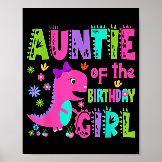 Tante van het jarige meisje saurus rex dinosaurus poster (Voorkant)