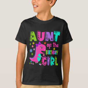 Tante van het verjaardagsmeisje saurus rex dinosau t-shirt