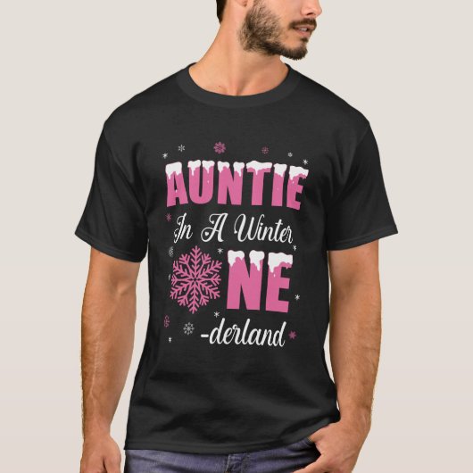 Tante van het Verjaardagsmeisje Winter Onederland T-shirt (Voorkant)