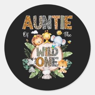 Tante van het Wilde Een Eerste Verjaardag Safari J Ronde Sticker