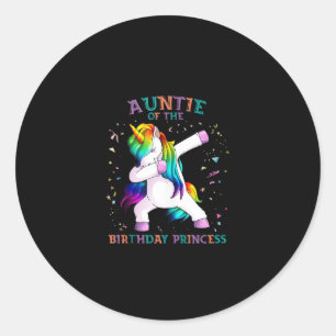 Tante van Verjaardagsprinses Dab Eenhoorn Tante Re Ronde Sticker