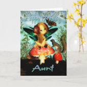 Tante, Verjaardag Kaart, Schattigee kleine fee Kaart (Gele Bloem)