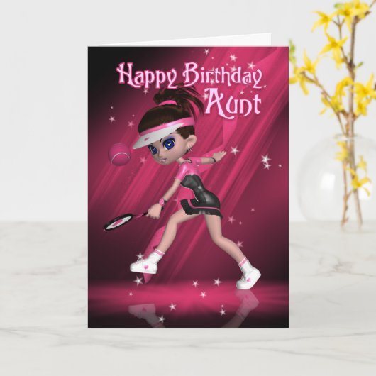 Tante verjaardag Kaart - Tennis (Gele Bloem)