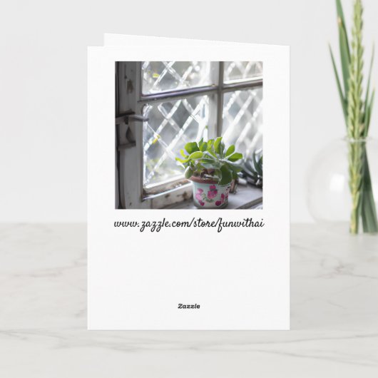 Tante Verjaardag | Plant in het raam Kaart (Achterkant)