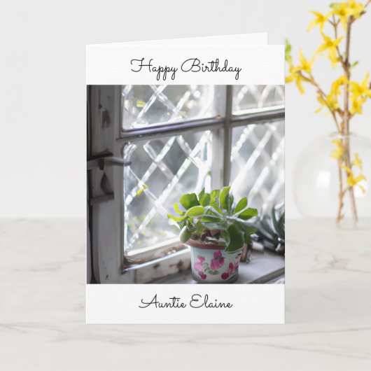 Tante Verjaardag | Plant in het raam Kaart (Gele Bloem)