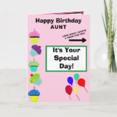 Tante Verjaardag Roze Cupcake Tower NAAM Kaart (Voorkant)