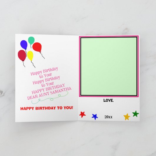 Tante Verjaardag Roze Cupcake Tower NAAM Kaart (Binnen)