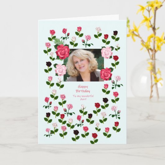 Tante, verjaardag, Rozen Kaart (Gele Bloem)