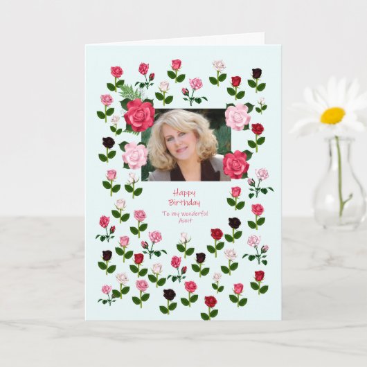 Tante, verjaardag, Rozen Kaart (Kleine Plant)