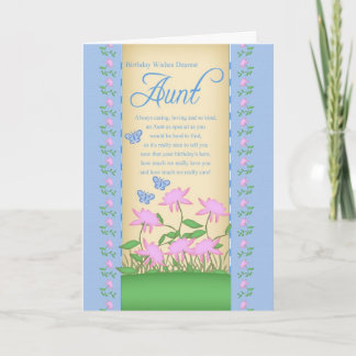 Tante verjaardagskaart bloemen en vlinders kaart
