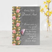 Tante verjaardagskaart - verjaardagskaart met roze kaart (Gele Bloem)