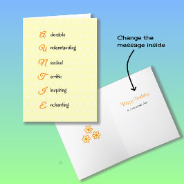 Tante verjaardagstekst bloemen sinaasappel kaart