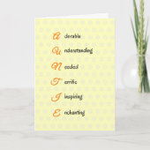 Tante verjaardagstekst bloemen sinaasappel kaart (Voorkant)