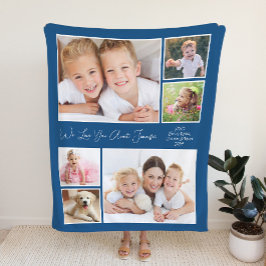 Tante we houden van jou Foto gepersonaliseerd Blau Fleece Deken