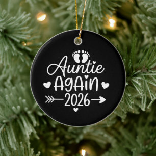 Tante weer 2026 Zwangerschapsaankondiging Keramisch Ornament