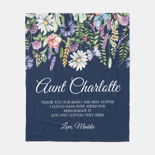 Tante Wildflower gepersonaliseerd Fleece Deken (Voorkant)