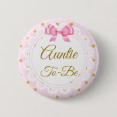 Tante wordt Baby shower roze en gouden Button (Voorkant)
