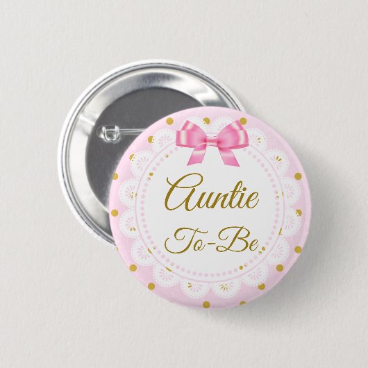 Tante wordt Baby shower roze en gouden Button (Voorkant /achterkant)