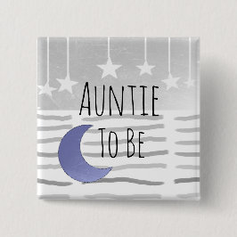 Tante wordt Baby shower van sterren en maan Vierkante Button 5,1 Cm