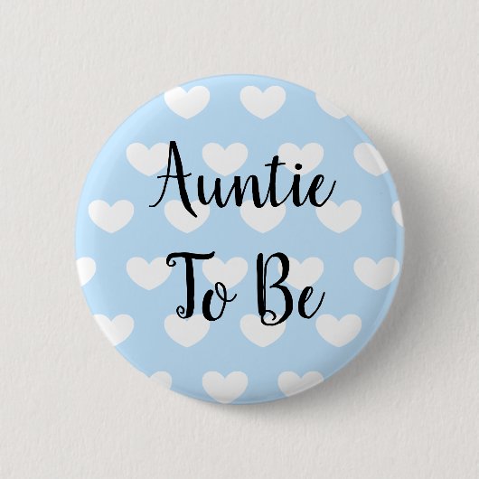Tante wordt Blue Hearts Baby shower Ronde Button 5,7 Cm (Voorkant)