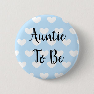 Tante wordt Blue Hearts Baby shower Ronde Button 5,7 Cm