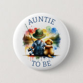 Tante wordt Boy's Gevist Baby shower Button (Voorkant)