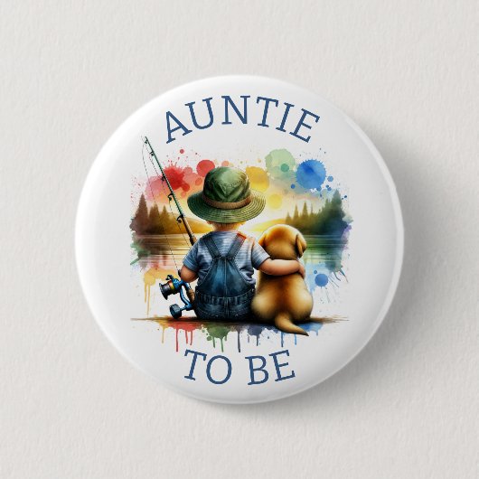 Tante wordt Boy's Gevist Baby shower Button (Voorkant)